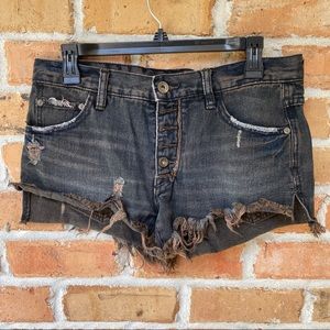 Free People Shorts Acid Wash Look Loose Hem W 25